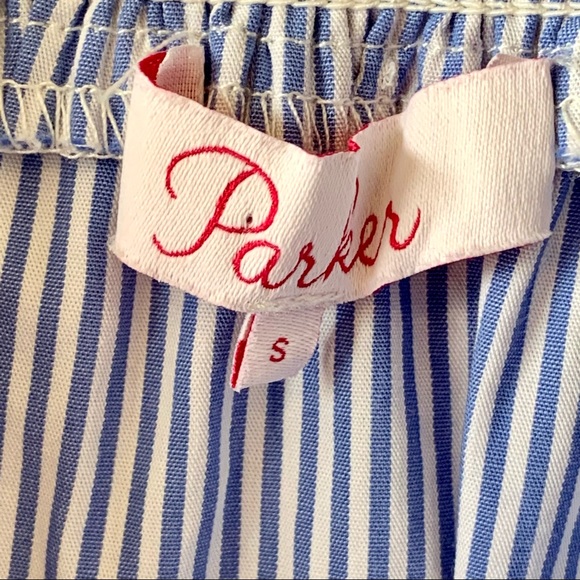 PARKER Smocked Pinstripe Off The Shoulder Top—SZ S - Picture 9 of 13